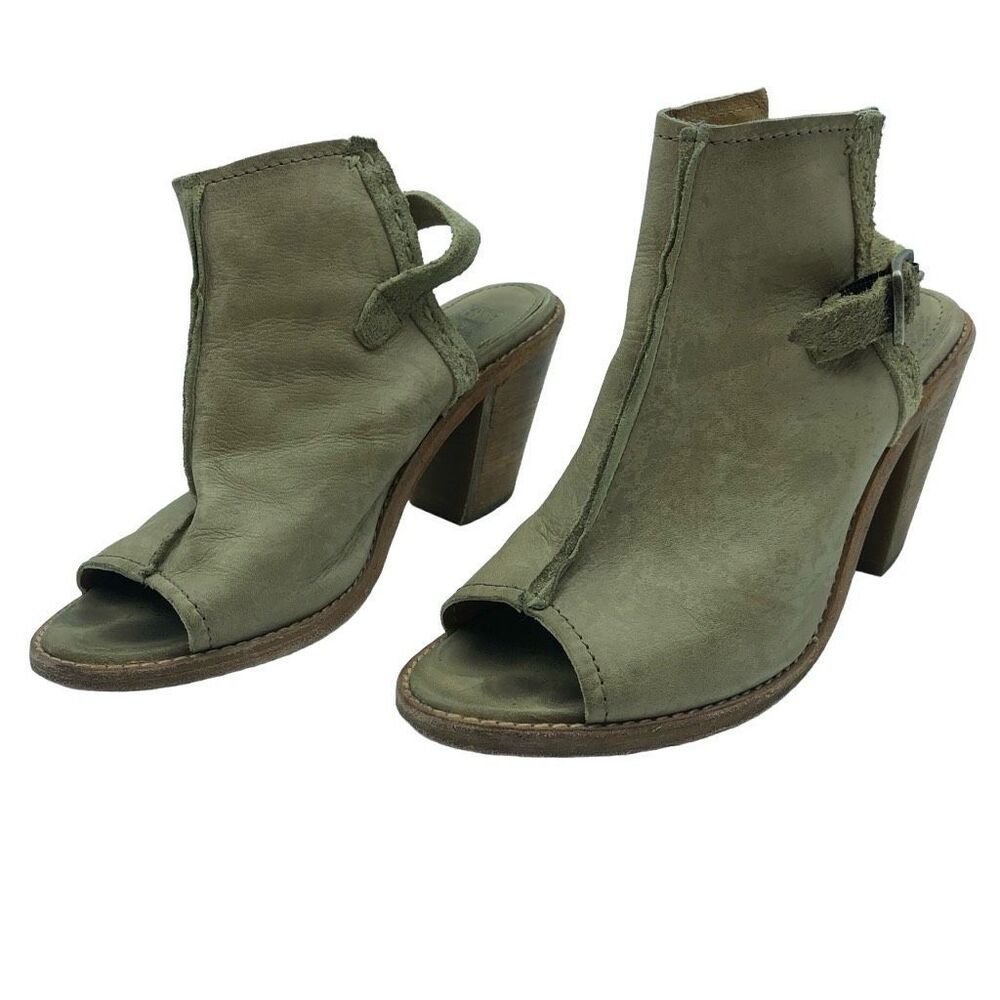 Frye Izzy Artisan Leather Cream Gray Open Toe heel Sling Sandals Women’s Size 7B